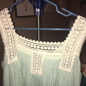 Green and cream dress